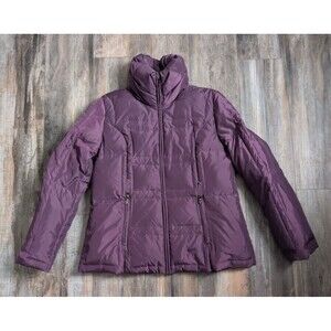 1 Madison Purple Satin Down Puffer Jacket Women's Size Large Down Fowl Filling